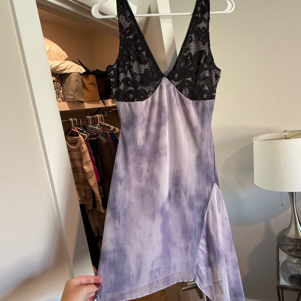 Nasty Gal Black and Lavender Mini Dress